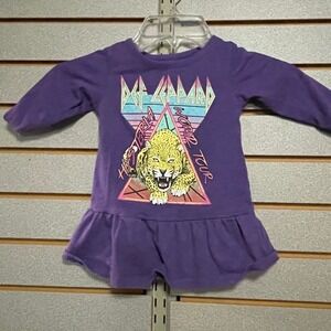 Def Leppard Hysteria World Tour 1987 Purple Long Sleeve Ruffle Dress Kids